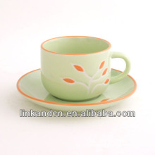 KC-03004 gobelet à décalque en forme de fleur avec soucoupe, tasse à thé empilable, bordé